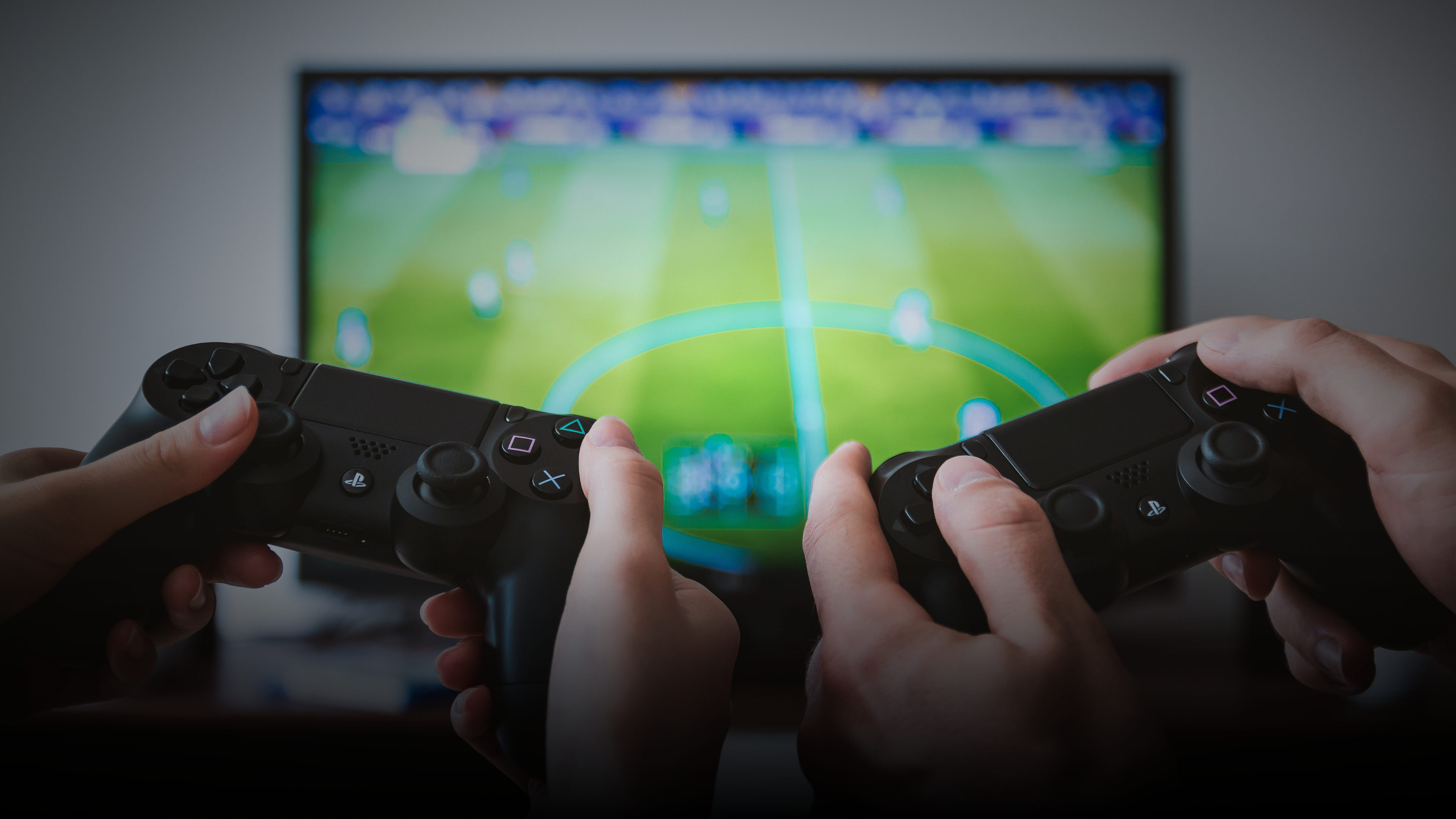 Kids playing on game console